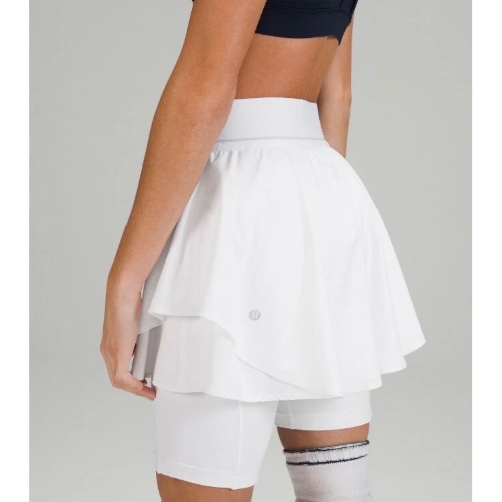 Lululemon Court Rival High Rise Skirt White Tiered Tennis Running Size 6